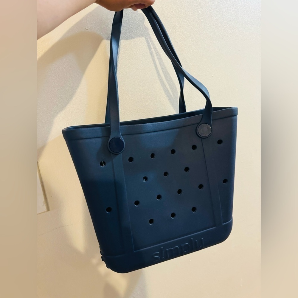 SIMPLY southern large turtle tote bag blue